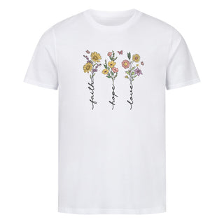 Faith Hope Love Flower Shirt, Motivdetail