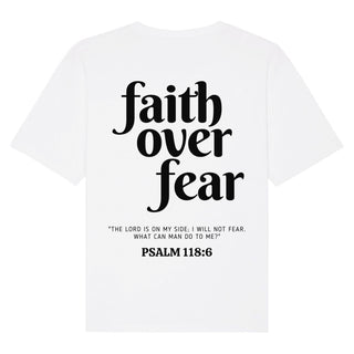Faith over Fear Psalm 118:6 Oversized Shirt BackPrint, Vorderansicht