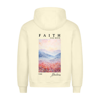Faith can move the mountains aquarell Hoodie BackPrint, Vorderansicht