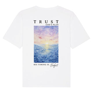 Trust God´s Plan Aquarell Oversized Shirt BackPrint, Vorderansicht