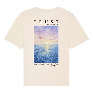 Trust God´s Plan Aquarell Oversized Shirt BackPrint, Rueckansicht