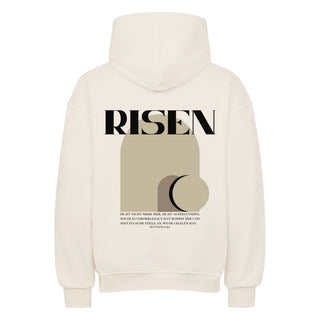 Risen Matthäus 28,6 Oversized Hoodie BackPrint, Vorderansicht