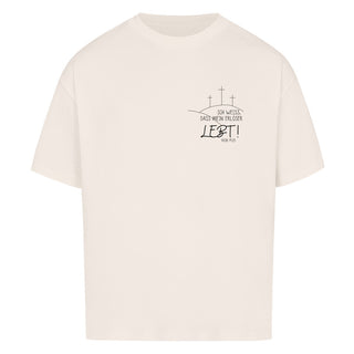 Mein Erlöser lebt minimalistic Oversized Shirt, Rueckansicht