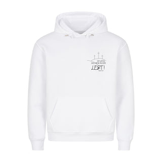 Mein Erlöser lebt minimalistic Hoodie, Motivdetail