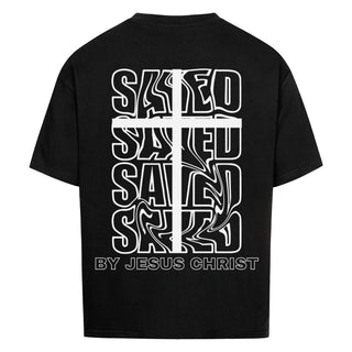 Saved by Jesus Premium Oversized T-Shirt BackPrint