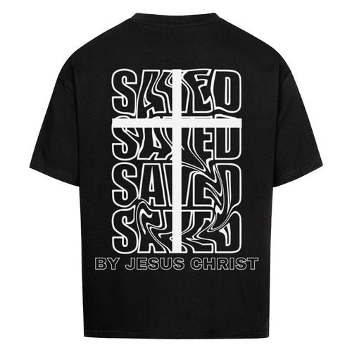 Saved by Jesus Premium Oversized T-Shirt Backprint