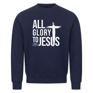 All Glory to Jesus Sweatshirt FrontPrint, Motivdetail