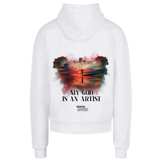 My God is an artist Streetwear Oversized Hoodie BackPrint Variante, Mountain Movers christliches Design