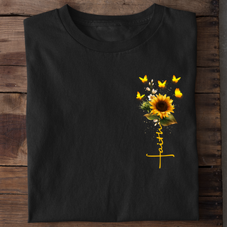 Faith Sunflower Shirt Detailansicht, Mountain Movers christliche Streetwear