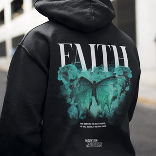 Faith Streetwear Hoodie BackPrint Produktansicht, Mountain Movers christliche Streetwear