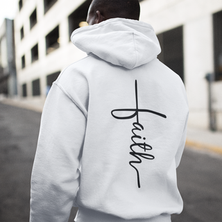 Faith Cross Hoodie BackPrint Produktansicht, Mountain Movers christliche Streetwear