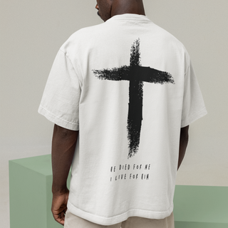He Died Oversized Shirt BackPrint Produktansicht, Mountain Movers christliche Streetwear