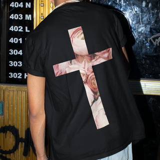 Rose Cross Oversized Shirt BackPrint Produktansicht, Mountain Movers christliche Streetwear